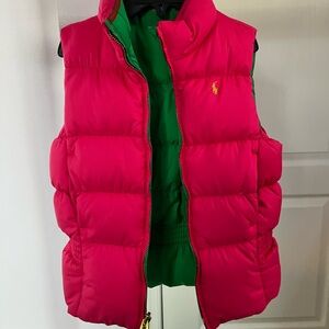 Ralph Lauren Reversible Puffer Vest - Fuchsia and Emerald